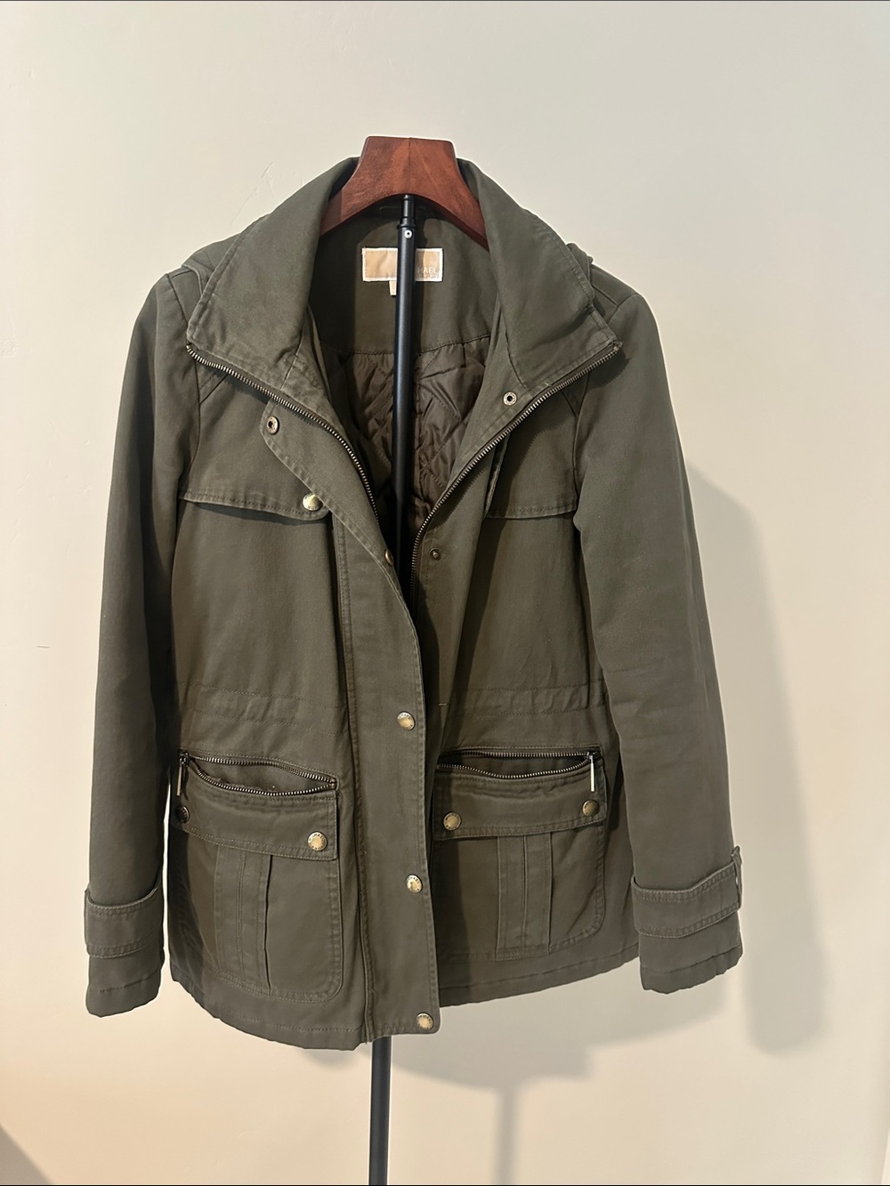Michael Kors Olive Utility Jacket with Quilted Lining